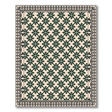 Green Starburst Motif Cream Area Rug
