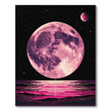 Pixel Pink Moon Cosmic Horizon Area Rug