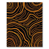 Orange Wavy Lines on Black Abstract Area Rug