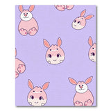 Playful Pink Bunny Cartoon Purple Area Rug