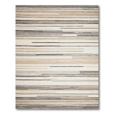 Modern Grey Beige Striped Area Rug
