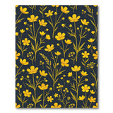 Yellow Wildflower Meadow on Navy Area Rug