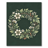 Lush Green Wreath Area Rug with White Anemones Berries