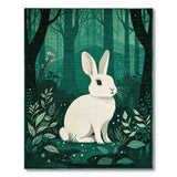 Enchanted Forest White Rabbit Area Rug