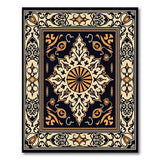 Multi-color and Patterns Black Ivory Persian Medallion Area Rug