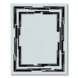 Layered Geometric Black White Area Rug
