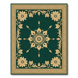 Green Emerald Green Gold Floral Medallion Area Rug