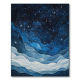 Starry Night Blue Mountain Abstract Area Rug