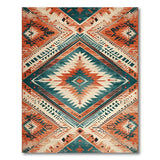 Southwestern Terracotta Teal Geometric Area Rug