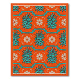 Vibrant Orange Teal Palm Frond Area Rug