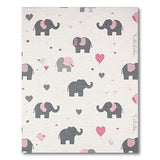 Grey Elephant Pink Heart Nursery Rug