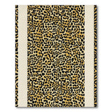 Golden Leopard Print Area Rug with Beige Borders