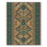 Teal Heritage Tribal Area Rug with Geometric Motifs