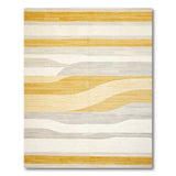Wavy Yellow and Grey Striped Area Rug