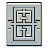 Blue Geometric Labyrinth Area Rug