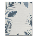 Navy Blue Palm Leaf Area Rug