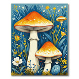 Whimsical Orange Mushroom Teal Forest Area Rug
