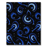 Mystical Blue Crescent Moon Stars Area Rug
