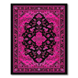 ODIKA Pink and Black Washable Persian Floral Medallion Rug - Non-Slip Low Pile, Pet & Kid Friendly