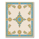 Ornate Blue-Gold Sunflower Medallion Area Rug