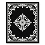 Black and White Traditional Persian Ornate Black White Medallion Area Rug