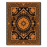 Intricate Orange on Black Traditional Persian Area Rug