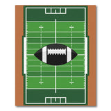 Kids Cartoon Football Field Area Rug with Centered Ball