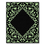 Ornate Green Foliage Border Area Rug