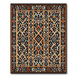Bold Black Orange Geometric Tribal Area Rug
