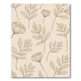 Beige Line Art Peony Leaf Area Rug