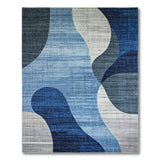 Abstract Area Blue and Teal Modern Blue Wave Abstract Area Rug