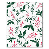 Vibrant Green Leaves Red Blooms Pattern Area Rug