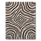 Abstract Zebra Stripe Area Rug Black on Beige