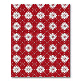 White Floral Lattice on Crimson Red Area Rug