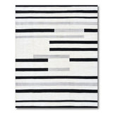 Black and White Geometric Striped Area Rug