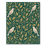 Emerald Green Bird Leaf Floral Rug