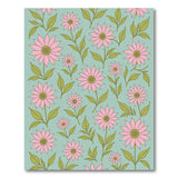 Pink Daisy Floral Area Rug on Teal