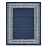Blue and Teal Navy Blue Striped Border Area Rug
