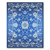 Blue White Floral Porcelain Area Rug