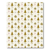 Whimsical Gold Christmas Tree Snowflakes Area Rug