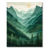 Green Misty Emerald Mountain Valley Area Rug