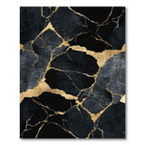 Black Gold Marble Vein Area Rug