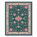 Teal Green Persian Floral Area Rug