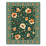 Emerald Green Floral Persian Area Rug
