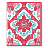 Vibrant Red Teal Floral Medallion Rug
