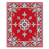 Red Traditional Persian Rug with Teal Floral Medallion