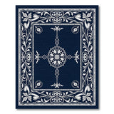 Navy Ornate Floral Medallion Rug