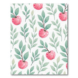 Pink Apples Green Leaves Fruit Pattern Area Rug