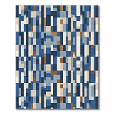 Blue and Teal Blue Geometric Patchwork Area Rug