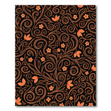 Vibrant Orange Floral Vines on Black Area Rug